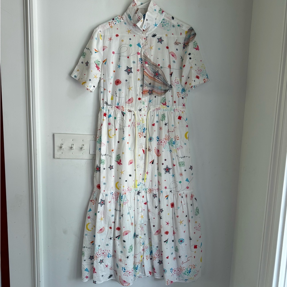 Vilagallo White Cream Buttoned Sundress